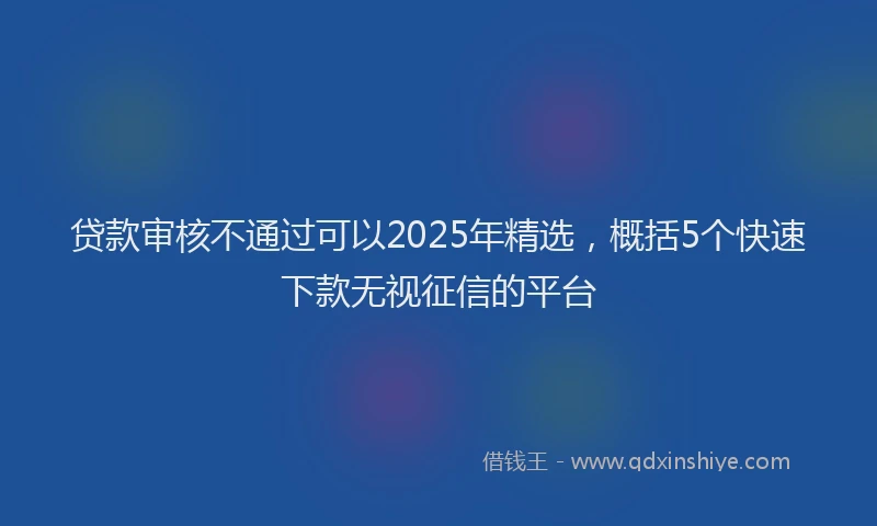 贷款审核不通过可以2025年精选，概括5个快速下款无视征信的平台