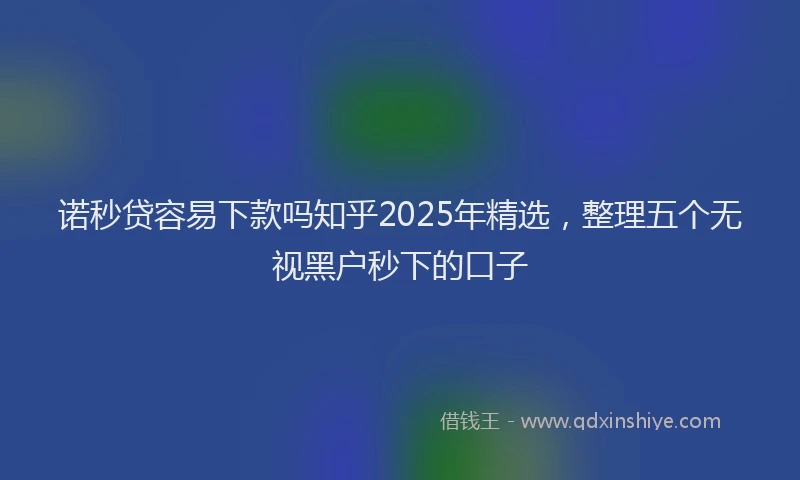 诺秒贷容易下款吗知乎2025年精选，整理五个无视黑户秒下的口子