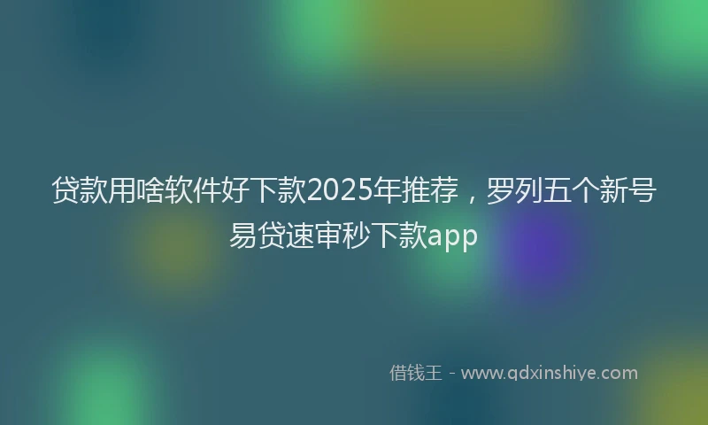 贷款用啥软件好下款2025年推荐，罗列五个新号易贷速审秒下款app