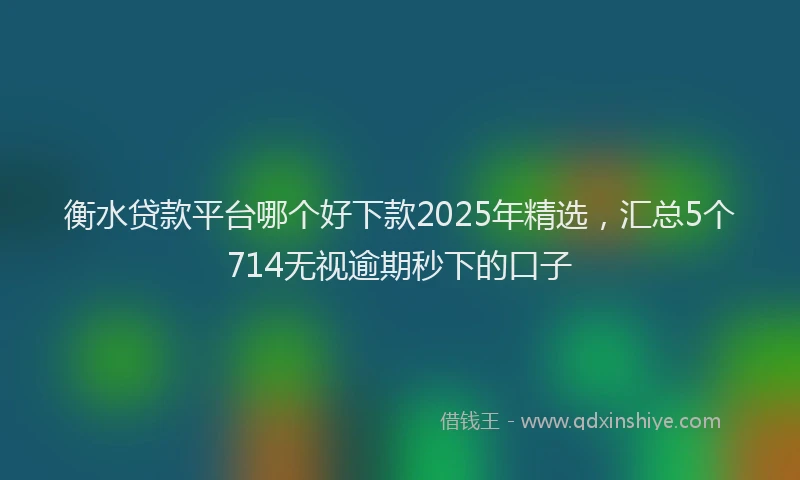 衡水贷款平台哪个好下款2025年精选，汇总5个714无视逾期秒下的口子