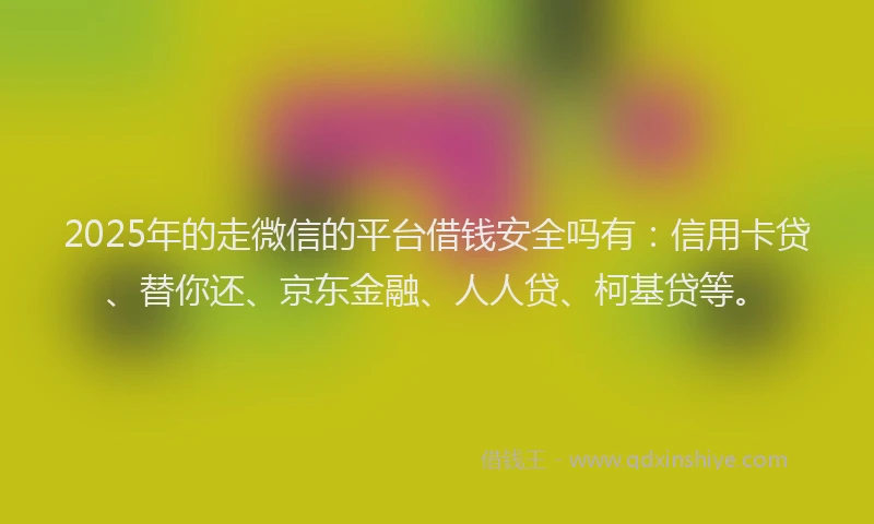2025年的走微信的平台借钱安全吗有：信用卡贷、替你还、京东金融、人人贷、柯基贷等。