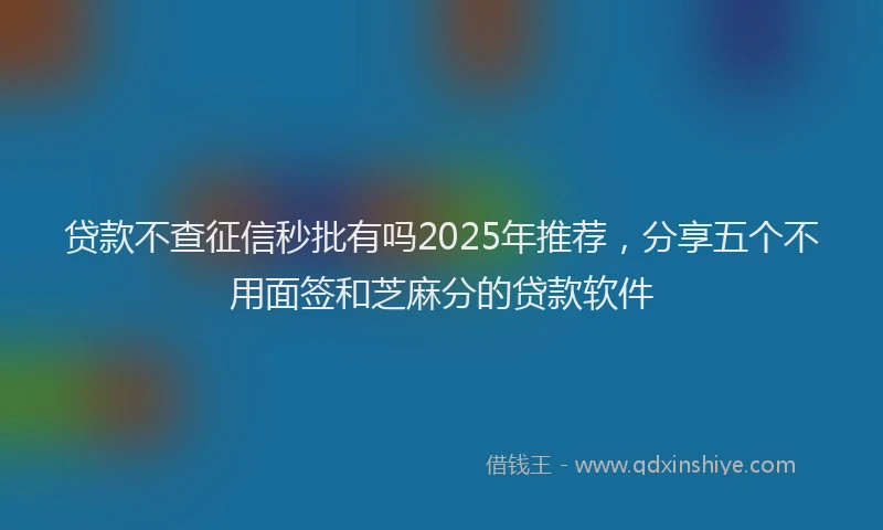 贷款不查征信秒批有吗2025年推荐，分享五个不用面签和芝麻分的贷款软件