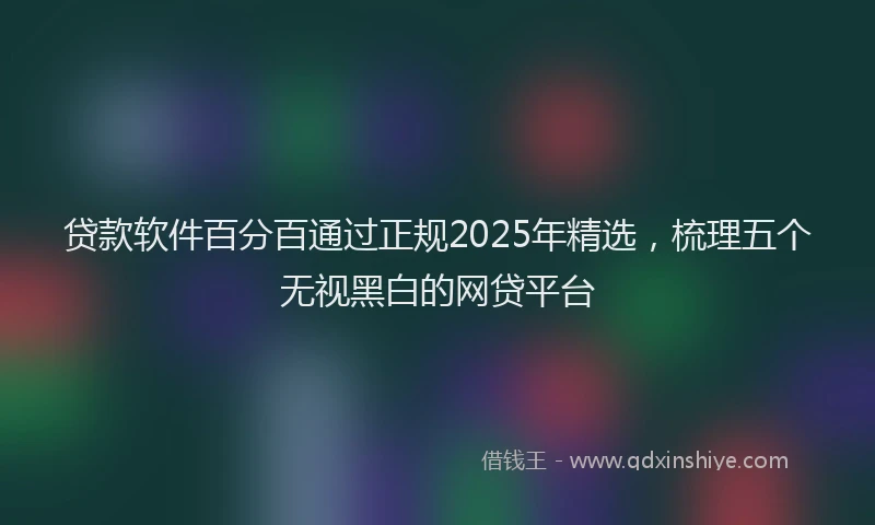 贷款软件百分百通过正规2025年精选，梳理五个无视黑白的网贷平台