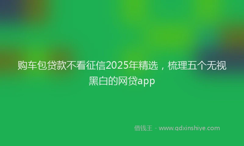 购车包贷款不看征信2025年精选，梳理五个无视黑白的网贷app