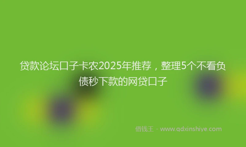 贷款论坛口子卡农2025年推荐，整理5个不看负债秒下款的网贷口子
