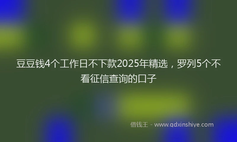 豆豆钱4个工作日不下款2025年精选，罗列5个不看征信查询的口子