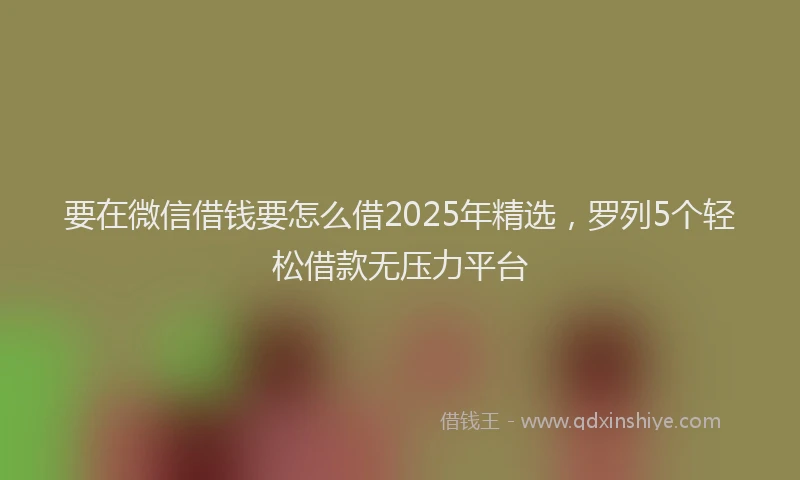 要在微信借钱要怎么借2025年精选，罗列5个轻松借款无压力平台