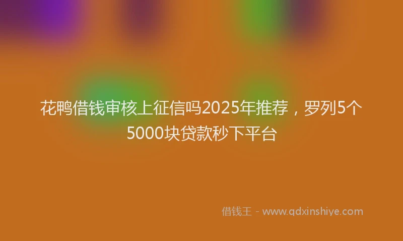 花鸭借钱审核上征信吗2025年推荐，罗列5个5000块贷款秒下平台