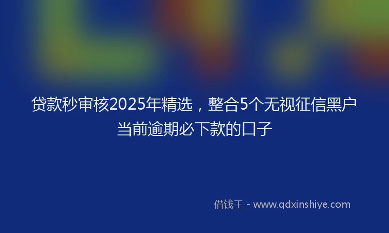 贷款秒审核2025年精选，整合5个无视征信黑户当前逾期必下款的口子