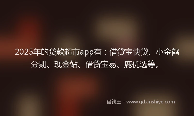 2025年的贷款超市app有：借贷宝快贷、小金鹤分期、现金站、借贷宝易、鹿优选等。