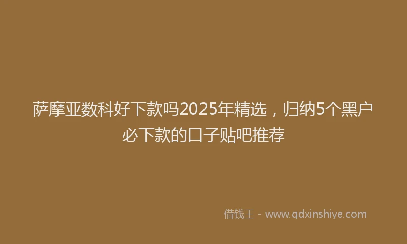 萨摩亚数科好下款吗2025年精选，归纳5个黑户必下款的口子贴吧推荐