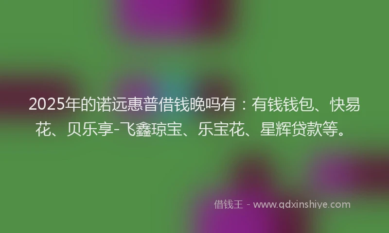 2025年的诺远惠普借钱晚吗有:有钱钱包、快易花、贝乐享-飞鑫琼宝、乐宝花、星辉贷款等。