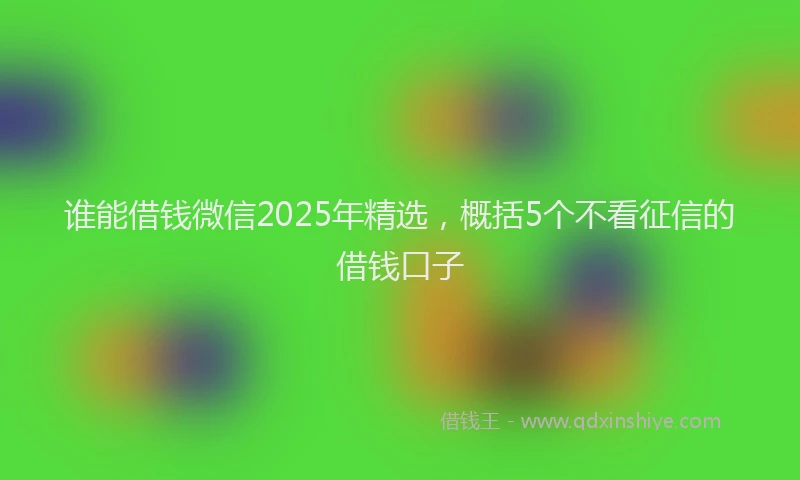 谁能借钱微信2025年精选，概括5个不看征信的借钱口子