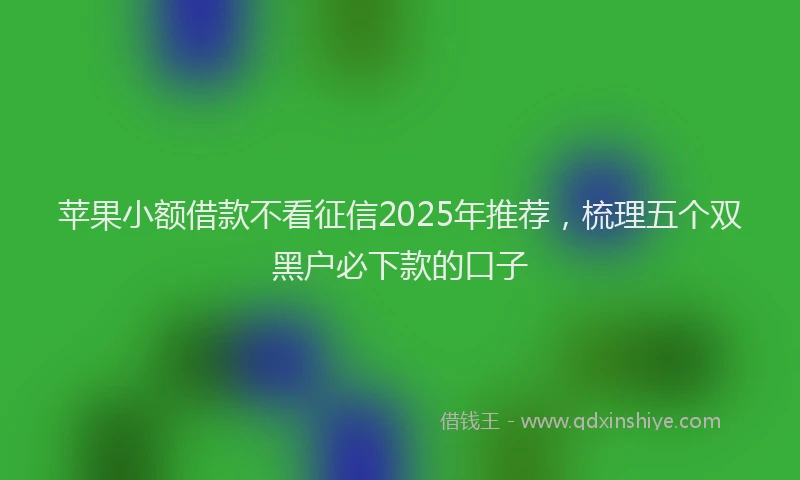 苹果小额借款不看征信2025年推荐，梳理五个双黑户必下款的口子
