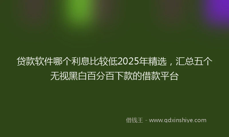 贷款软件哪个利息比较低2025年精选，汇总五个无视黑白百分百下款的借款平台