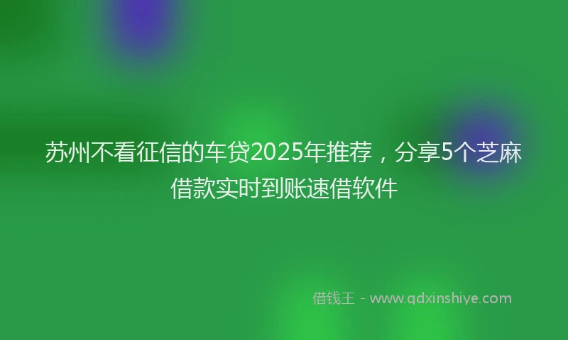 苏州不看征信的车贷2025年推荐，分享5个芝麻借款实时到账速借软件