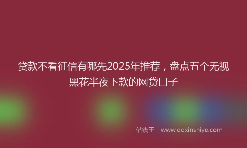 贷款不看征信有哪先2025年推荐，盘点五个无视黑花半夜下款的网贷口子