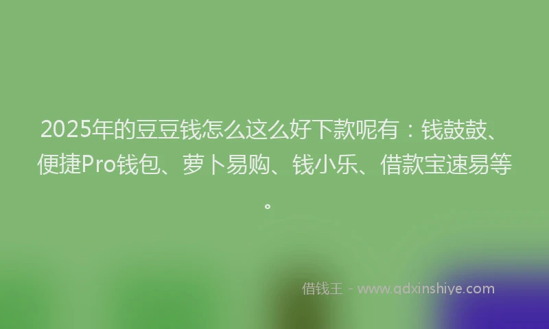2025年的豆豆钱怎么这么好下款呢有：钱鼓鼓、便捷Pro钱包、萝卜易购、钱小乐、借款宝速易等。