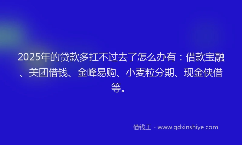 2025年的贷款多扛不过去了怎么办有：借款宝融、美团借钱、金峰易购、小麦粒分期、现金侠借等。
