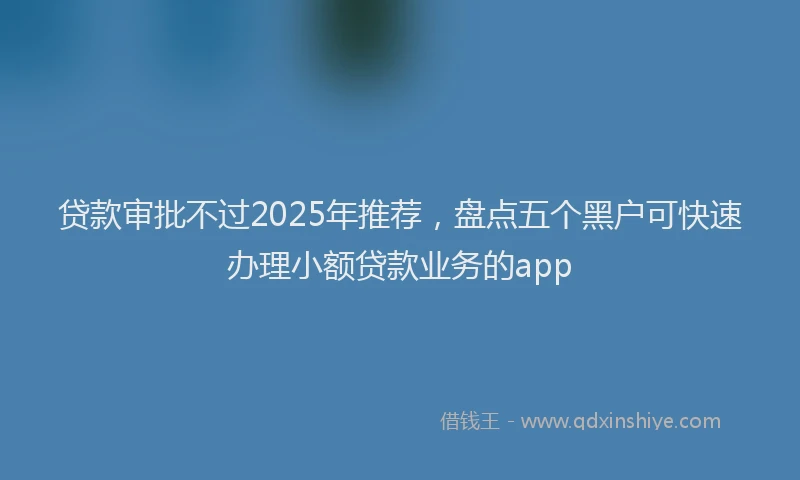 贷款审批不过2025年推荐，盘点五个黑户可快速办理小额贷款业务的app