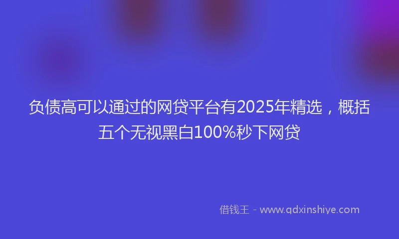负债高可以通过的网贷平台有2025年精选，概括五个无视黑白100%秒下网贷