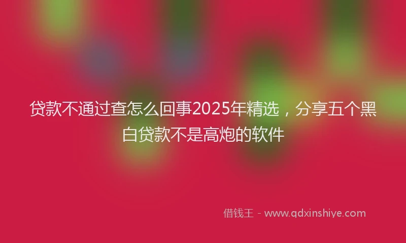 贷款不通过查怎么回事2025年精选，分享五个黑白贷款不是高炮的软件