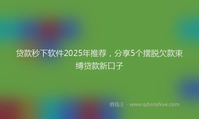 贷款秒下软件2025年推荐，分享5个摆脱欠款束缚贷款新口子