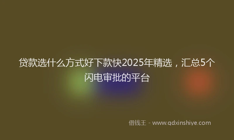 贷款选什么方式好下款快2025年精选，汇总5个闪电审批的平台