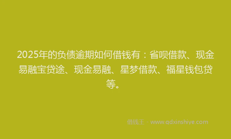 2025年的负债逾期如何借钱有：省呗借款、现金易融宝贷途、现金易融、星梦借款、福星钱包贷等。