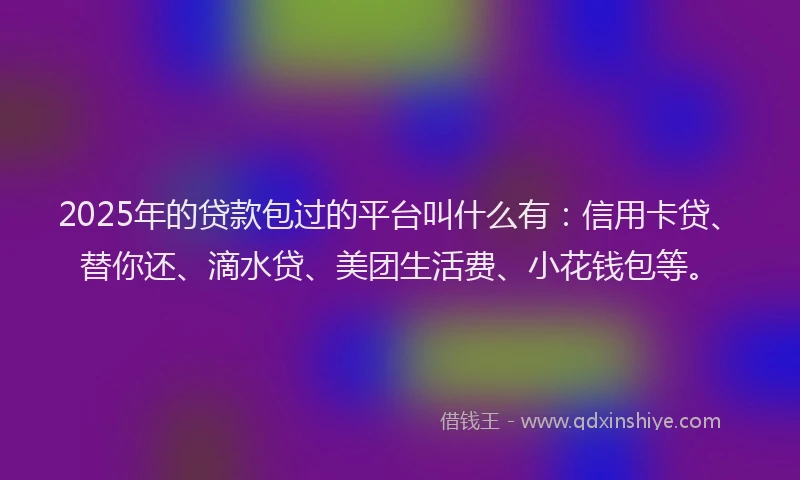 2025年的贷款包过的平台叫什么有：信用卡贷、替你还、滴水贷、美团生活费、小花钱包等。