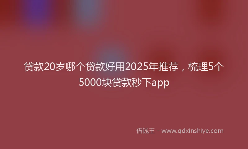 贷款20岁哪个贷款好用2025年推荐，梳理5个5000块贷款秒下app