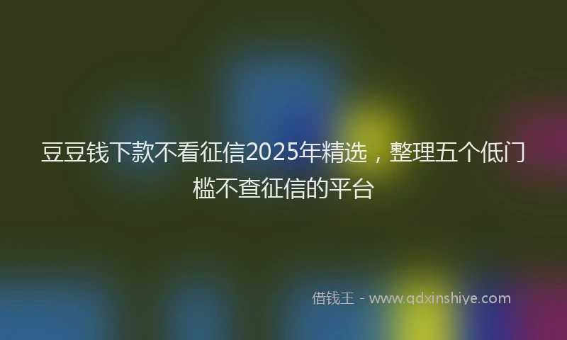 豆豆钱下款不看征信2025年精选，整理五个低门槛不查征信的平台