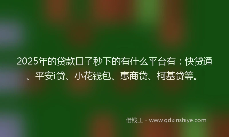 2025年的贷款口子秒下的有什么平台有：快贷通、平安i贷、小花钱包、惠商贷、柯基贷等。