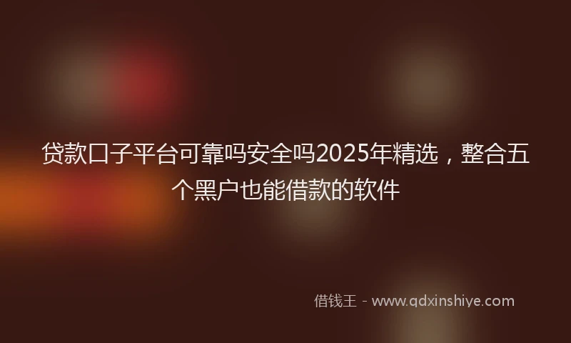 贷款口子平台可靠吗安全吗2025年精选，整合五个黑户也能借款的软件