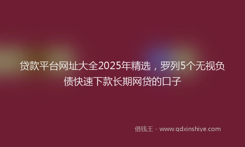贷款平台网址大全2025年精选，罗列5个无视负债快速下款长期网贷的口子