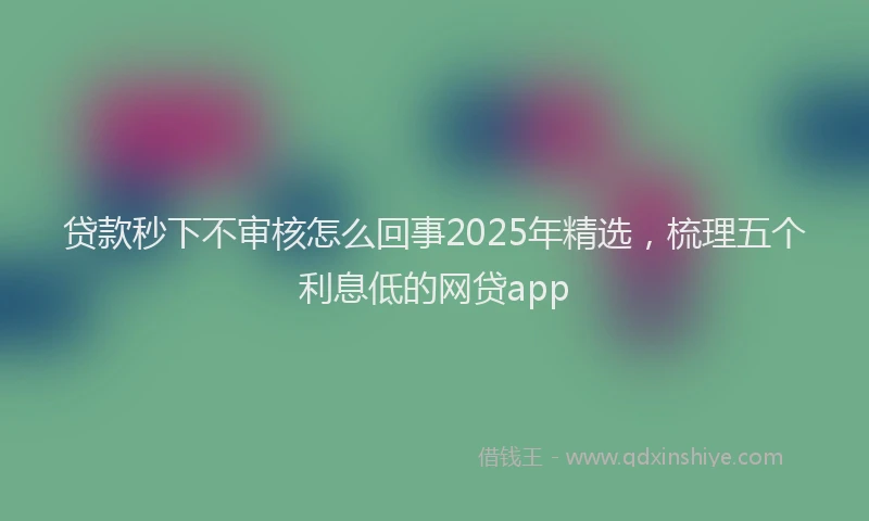 贷款秒下不审核怎么回事2025年精选，梳理五个利息低的网贷app