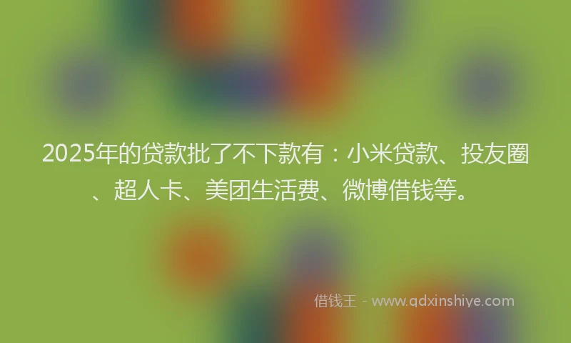 2025年的贷款批了不下款有：小米贷款、投友圈、超人卡、美团生活费、微博借钱等。