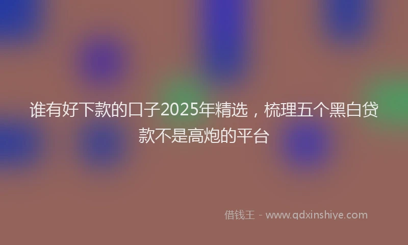 谁有好下款的口子2025年精选，梳理五个黑白贷款不是高炮的平台