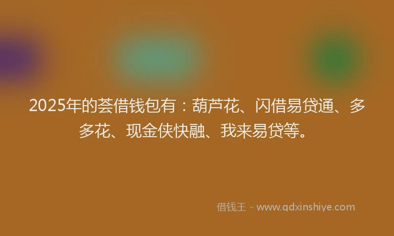 2025年的荟借钱包有：葫芦花、闪借易贷通、多多花、现金侠快融、我来易贷等。