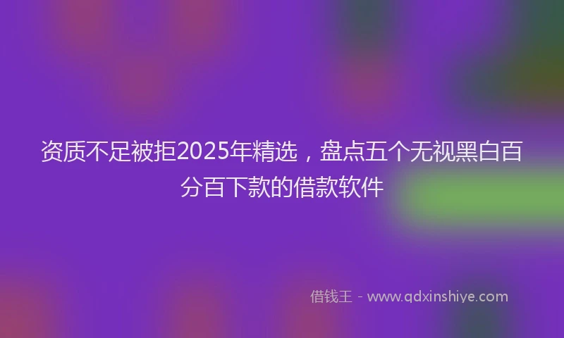 资质不足被拒2025年精选，盘点五个无视黑白百分百下款的借款软件