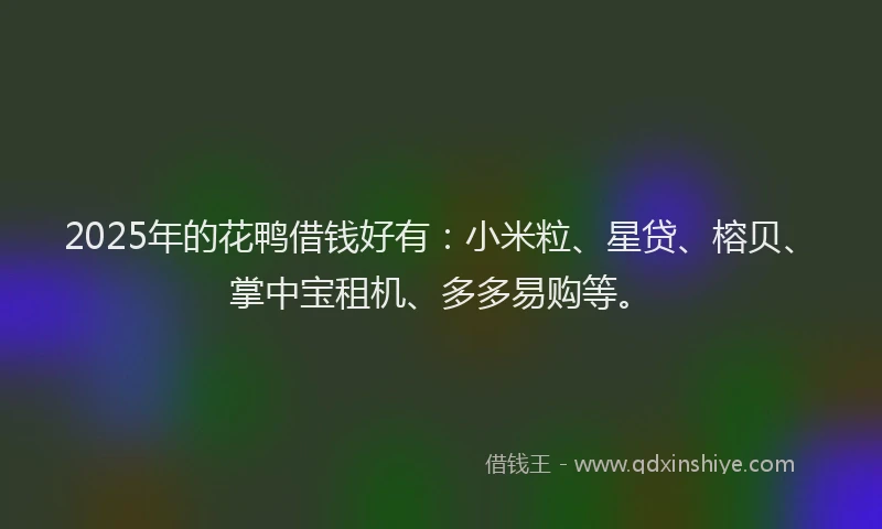 2025年的花鸭借钱好有：小米粒、星贷、榕贝、掌中宝租机、多多易购等。