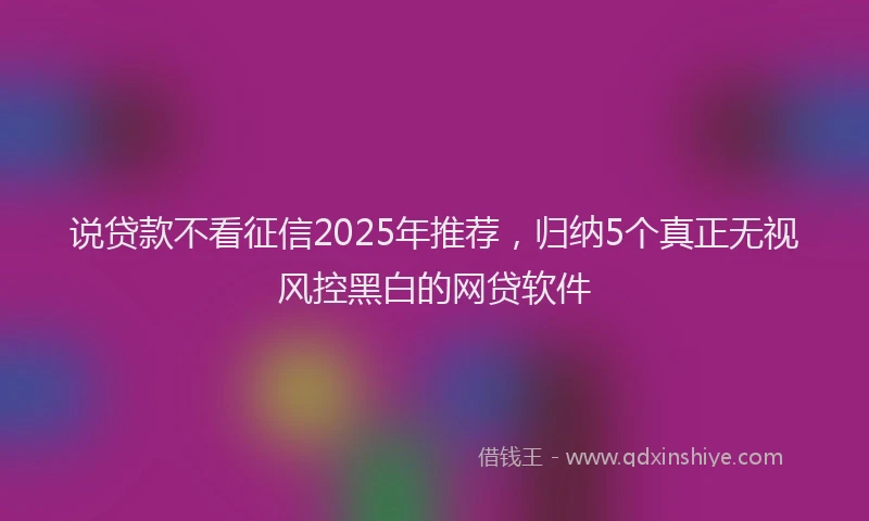 说贷款不看征信2025年推荐，归纳5个真正无视风控黑白的网贷软件