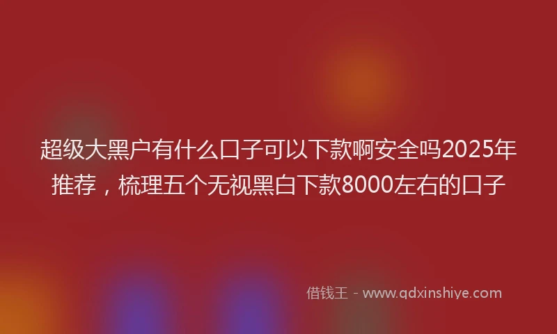 超级大黑户有什么口子可以下款啊安全吗2025年推荐，梳理五个无视黑白下款8000左右的口子