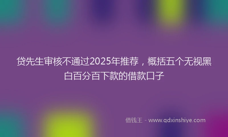 贷先生审核不通过2025年推荐，概括五个无视黑白百分百下款的借款口子