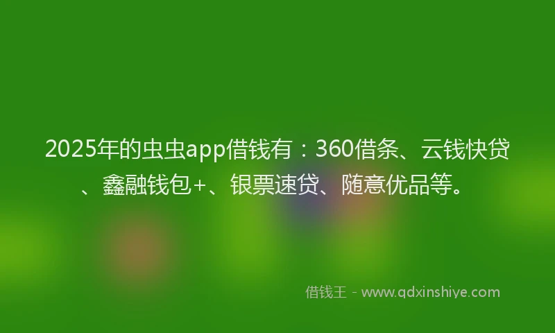 2025年的虫虫app借钱有：360借条、云钱快贷、鑫融钱包+、银票速贷、随意优品等。
