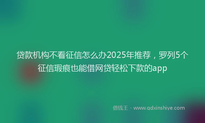 贷款机构不看征信怎么办2025年推荐，罗列5个征信瑕疵也能借网贷轻松下款的app