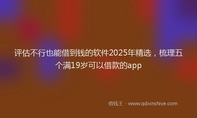 评估不行也能借到钱的软件2025年精选，梳理五个满19岁可以借款的app