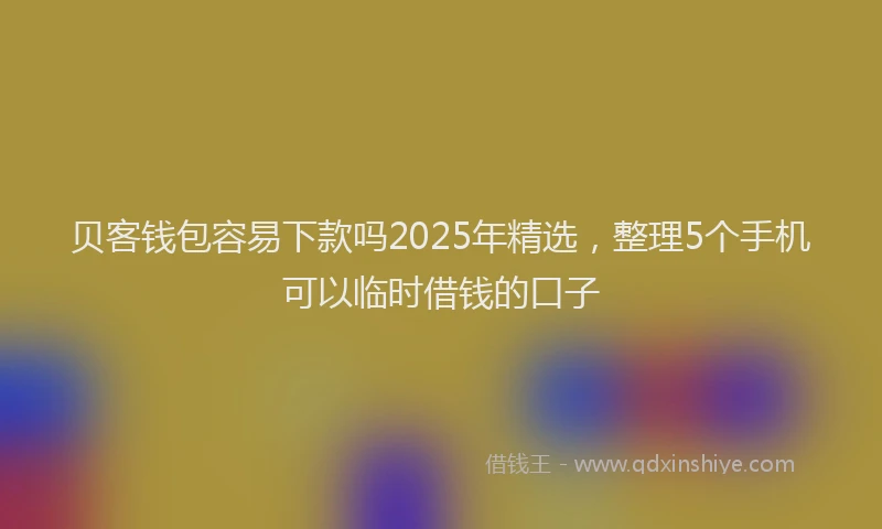 贝客钱包容易下款吗2025年精选，整理5个手机可以临时借钱的口子