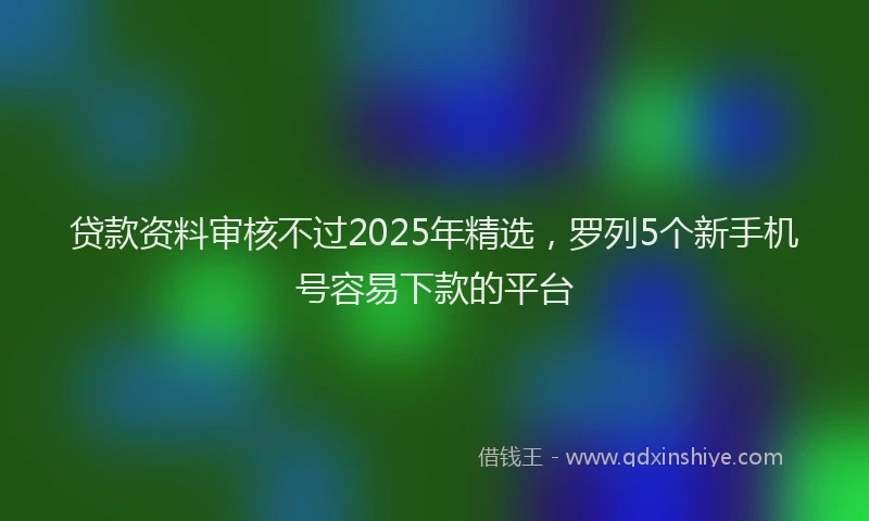 贷款资料审核不过2025年精选，罗列5个新手机号容易下款的平台