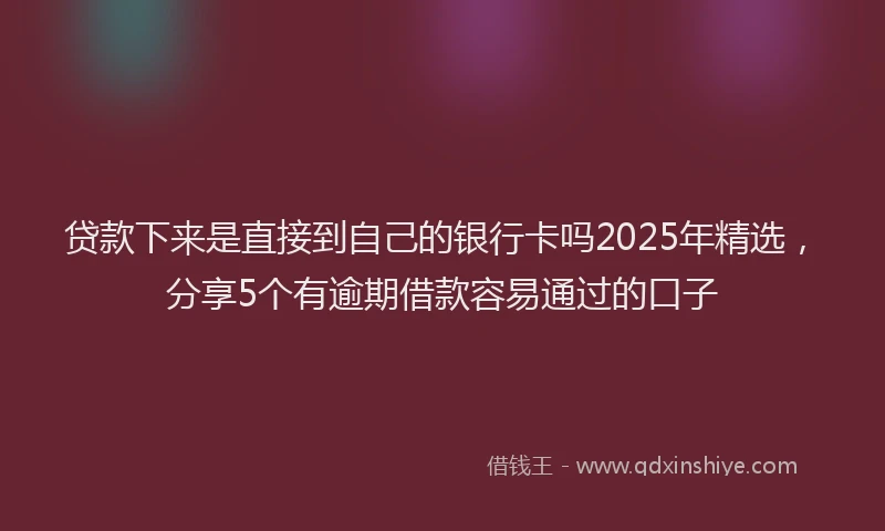 贷款下来是直接到自己的银行卡吗2025年精选，分享5个有逾期借款容易通过的口子